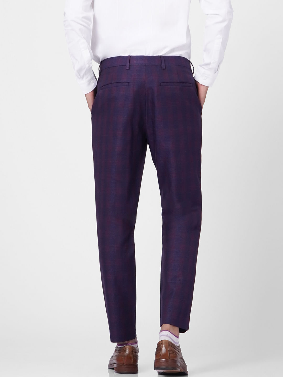 Buy White Brown Check Regular Fit Solid Trouser Cotton for Best Price,  Reviews, Free Shipping